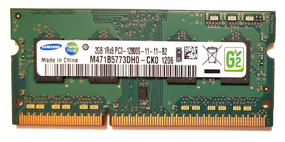 Samsung Laptop RAM Memory 2GB PC3-12800 SODIMM DDR3 1600MHz - Image 1 of 1