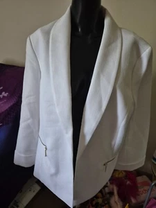 NWT - Evan Piccone Black Label White Textured 3/4 Sleeve Blazer - 16 - Picture 1 of 6