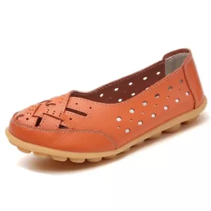Womens Slip On Leather Loafers Walking Driving Casual Moccasins Shoes Flats Size - Picture 1 of 16