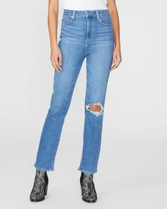 PAIGE Cindy High Rise Straight Leg Women’s Jeans Destructed NWT Size 24 - Picture 1 of 5