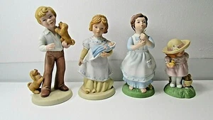  Lot of 4 Vintage Children Mothers Day Avon Porcelain Easter Boy Puppy Figurines - Picture 1 of 4