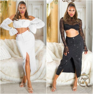 Koucla Jeansrock Highwaist denim Jeans Maxi Rock Push Up Glitzer Milax-Fashion - Bild 1 von 18