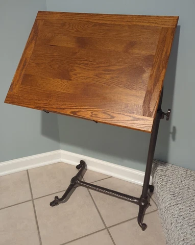 Antique Hospital Bedside Table, Adjustable Height, Original Casters Cover