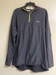 Men's Asics Hooded Activewear Top Size XL Long Sleeve 1/4 Zip Running Jogger Top