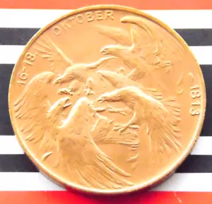 GERMAN 3 Mark PATTERN 1913 E SAXONY BATTLE of LEIBZIG Copper Probe Coin WW1 RARE - Picture 1 of 6