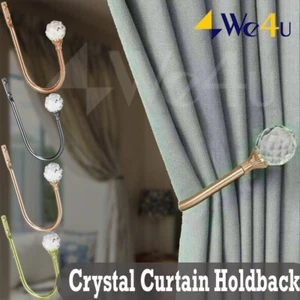 2X Metal Crystal Curtain Holdback Wall Tie Backs Hook Hanger Holder Home Decor - Picture 1 of 11