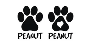 Two Personalized Paw Prints Pet Cat Dog Vinyl Decal Car Window Bumper Sticker  - Picture 1 of 1