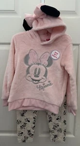 Girl’s 2-Piece Disney Junior Minnie Mouse Soft Fleece Lounge Set~Hoodie~Size 4T - Picture 1 of 14