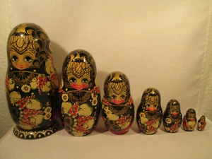 Grand Peinte Matriochka Bois Poupées Russie Art de Sculpture Avec Signature - Bild 1 von 11