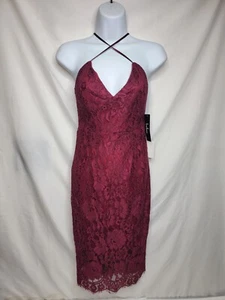 Nuevo con etiquetas Vestido Midi Lulus Para Mujer Encaje Sin Mangas Vino Dividido Granate Talla XSmall - Imagen 1 de 9