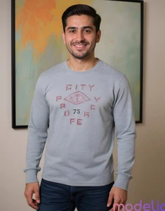 Gap Thermal "City Property NY 75" Men Size X-Large Grey/Red Graphic 100% Cotton - Picture 1 of 4