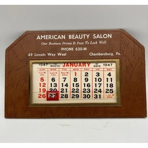 Vintage 1947 American Beauty Salon Datemark Easel Calendar Chambersburg PA - Picture 1 of 5