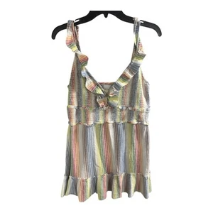 Vestido SAYLOR Alma Talla Grande Sin Mangas Arco Iris Rayas Calado Gauzy Vacaciones - Imagen 1 de 8