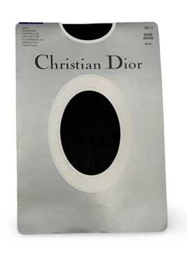 Meia-calça Vintage Christian Dior Preta Controle de Orquídea Ultra Transparente Tamanho 1 - Imagem 1 de 4