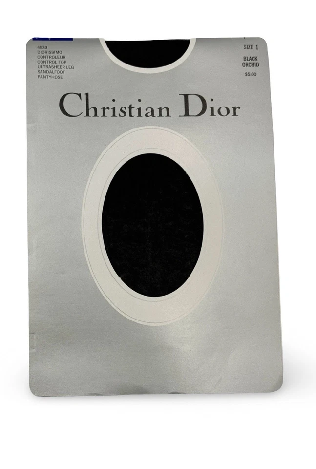 Vintage Christian Dior Black Orchid Control Top Ultra Sheer Pantyhose Sz 1 - Image 1 of 4