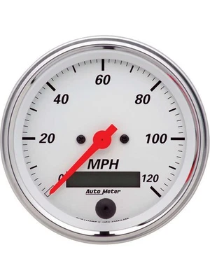 Auto Meter 3-3/8 Speedometer, 0-120 MPH, Electric, Arctic White (1380) - Image 1 of 4