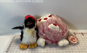 VTG Stuffed Plushies, Commonwealth Snowball Pink Heart & Perry Penguin - Picture 1 of 5