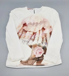 Blumarine Girls’ Fashion Rhinestone Cotton Blend White Top Sz 4 Yrs Gently Worn - Picture 1 of 11