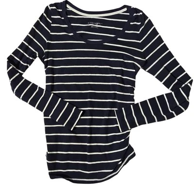 Camisa listrada azul branca manga longa maternidade Liz Lange tamanho médio - Imagem 1 de 4