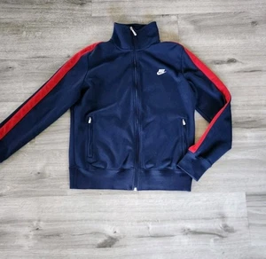 Nike Golf Sport Dri Fit Damen-Aufwärmjacke mit durchgehendem Reißverschluss marineblau/rot neu ohne Etikett XL - Bild 1 von 12