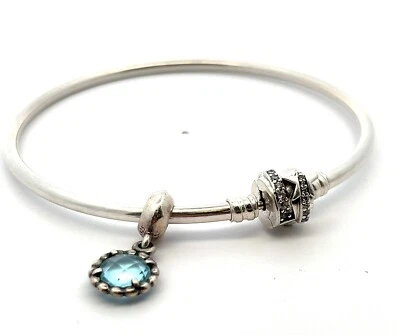 Pandora Moments Shooting Star Bracelet w/Cool Breeze Charm Blue Topaz #592733C01 - Image 1 of 4