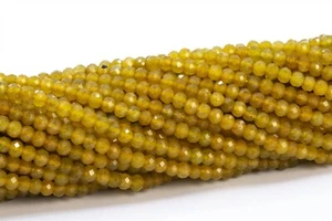 3x2MM Ochre Yellow Jade Beads Grade AAA Faceted Rondelle Loose Beads 15.5" - Picture 1 of 3
