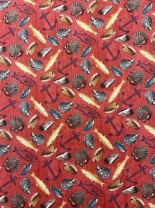 100% Cotton Fish, Nautical, Sea Shells fabric By Windham - Picture 1 of 1