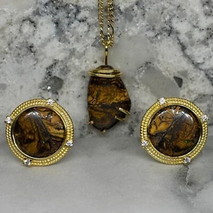 Beautiful Australian Koroit Earring & Necklace Gold Jewelry Set - Picture 1 of 10