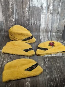 Vintage Fedora Hat Yellow With Owl Feather Pin Medium .New .Pp263 - Picture 1 of 6