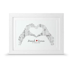 Wedding Anniversary Gift – Personalised Word Art – Couples Keepsake Print - Picture 1 of 32