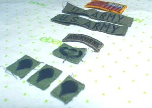 8 UNITED STATES U.S.  Airborne  Army Patches in Green plus Flag - Picture 1 of 7