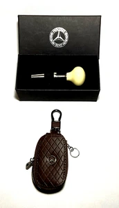 MERCEDES-BENZ ~ Leather Zip KEYCHAIN & WINE STOPPER (Vintage Gear-Knob Replica) - Picture 1 of 6