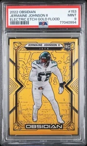 Grabado eléctrico Obsidian Jermaine Johnson II 2022 novato Gold Flood/10 #153 PSA 9 - Imagen 1 de 2