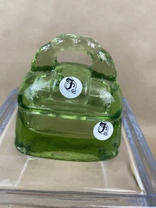 Portagioie in vetro verde Fenton firmato adesivo originale - Foto 1 di 16