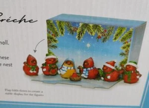 Belén Navidad Cardenal Pájaro Creche Figuras Caja de Exhibición Telón de Fondo 7 piezas Romano - Imagen 1 de 3