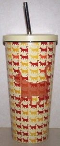 Cat Lady  17 ounce Orange Insulated Tumbler with Lid & Straw; opened, never used - Picture 1 of 6