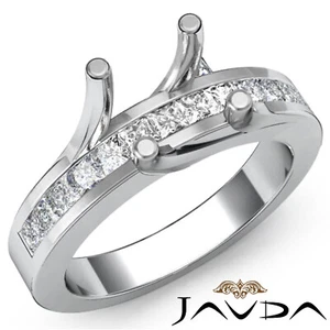 Princess Diamond Engagement Ring Channel Set Bridge Accent Semi Mount 0.50 Ctw - Picture 1 of 15