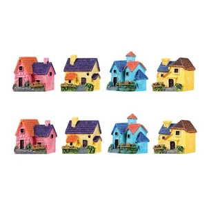 JANOU 8Pcs Mini House Micro Landscape Miniature Decoration Resin Figurine Pla... - Picture 1 of 6