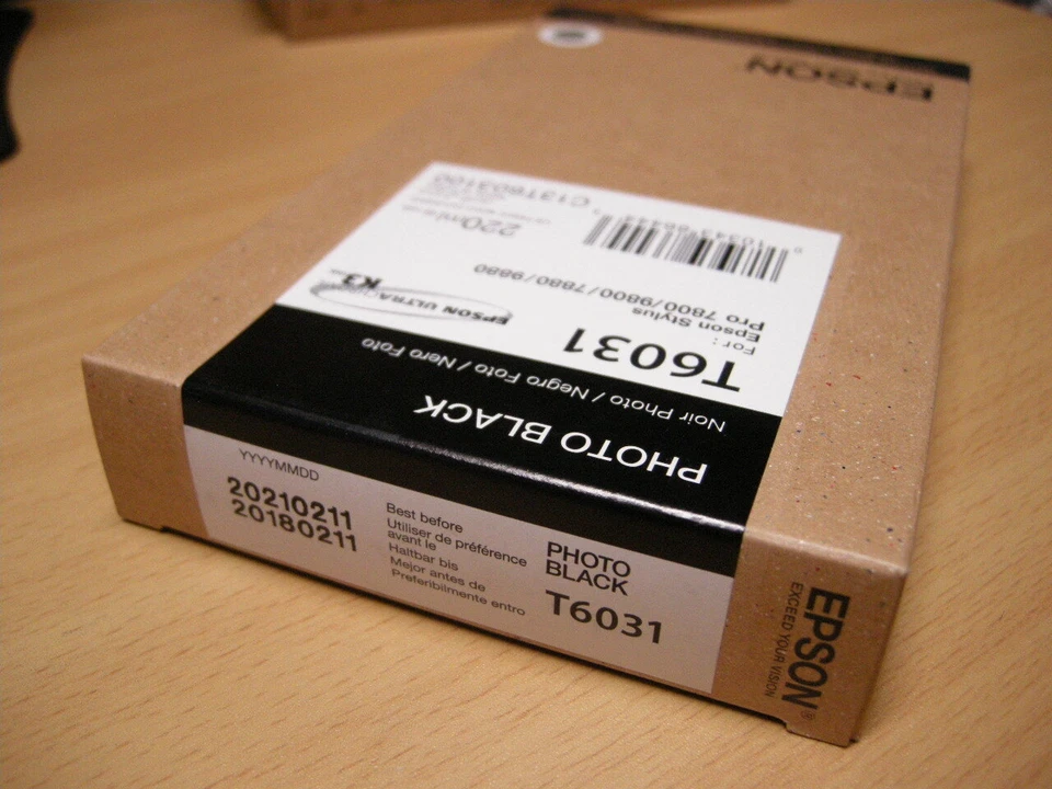 Genuine Epson T603100 Photo Black ink 220ml StylusPro 7800 7880 9800 9880 T6031 - Image 1 of 1