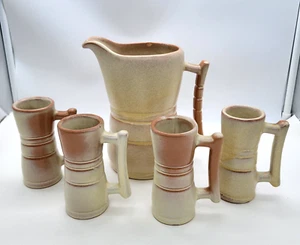Juego de jarra con mango de cerámica Frankoma vintage y taza de 4 asas molde 26D y 26DC - Imagen 1 de 9