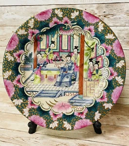10” Chinese Hand Painted Famille Rose Porcelain Plate Beautiful! - Picture 1 of 8