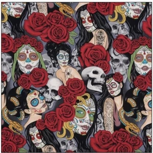 Alexander Henry Fabric "Las catrinas By the Yard 36" - Picture 1 of 1