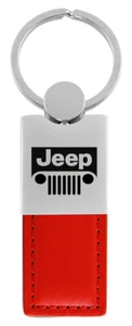 Jeep Grill Duo Rectangular Leather Key Chain (Red) - Picture 1 of 2