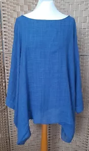 Made In Italy Cotton Blend Top Size 20 Oversized Boxy Blue Spring Summer Holiday - Picture 1 of 7