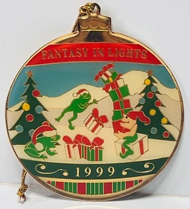 Christmas Ornament 1999 Fantasy In The Lights Gold Tone Metal Enamel Design - Picture 1 of 4