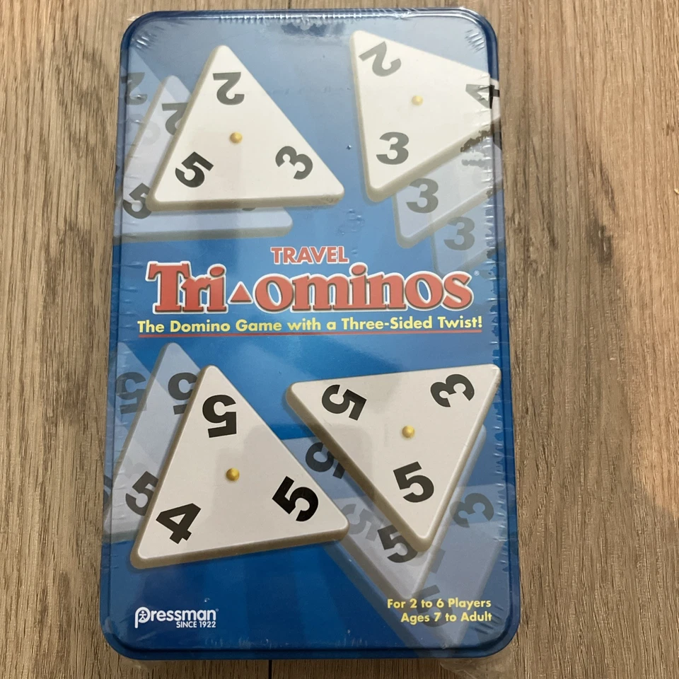 Deluxe Tri-ominos Game in Metal Tin Brass Spinners 2011 Pressman