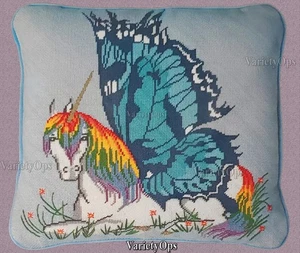 Vintage Rainbow Unicorn Needlepoint Kit~NIP~Design #30141~14"x14" - Picture 1 of 3