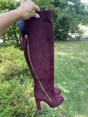 Botas por encima de la rodilla Donna Karan Ariela de gamuza borgoña - talla 7 Foto 1 de 4