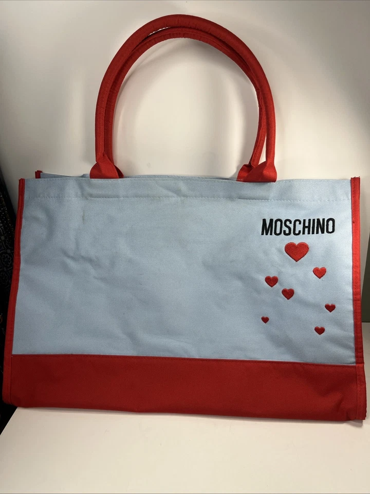 Large Baby Blue And Heart MOSCHINO Tote Bag - Image 1 of 4