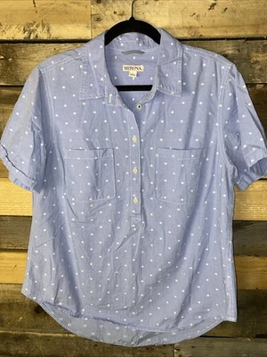 Merona女式波点休闲半纽扣上衣大码 — 第 1/4 张图片